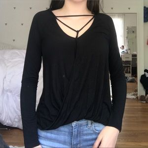 Long Sleeve Black String Top